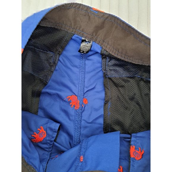 Men's So-Cal Republic Swim Trunks Shorts Sz 34 Deep Blue with Orange Cali Bears - Picture 4 of 5